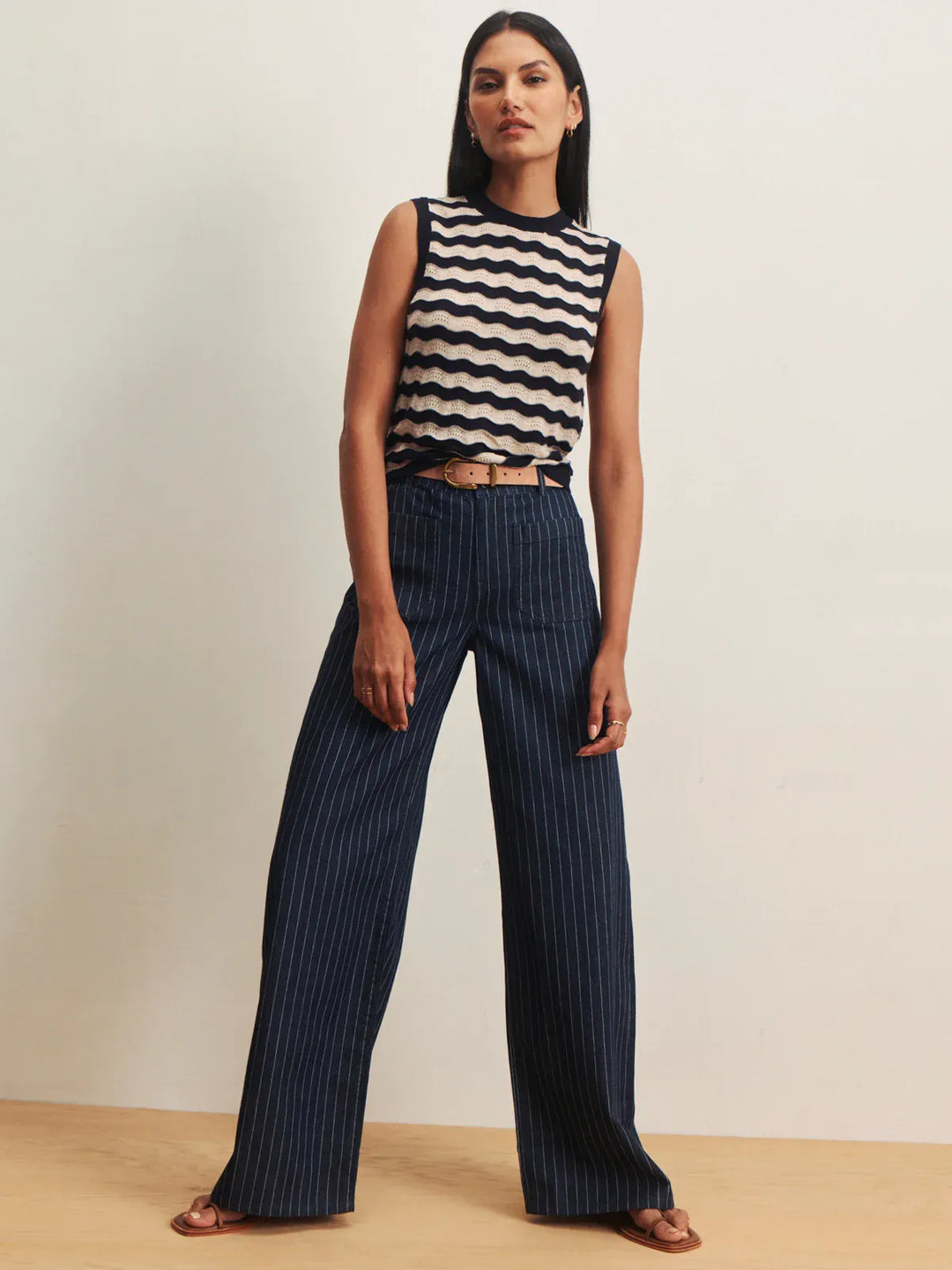 Sanctuary Denim Luna Stripe / 25 Marine Full Length Jean