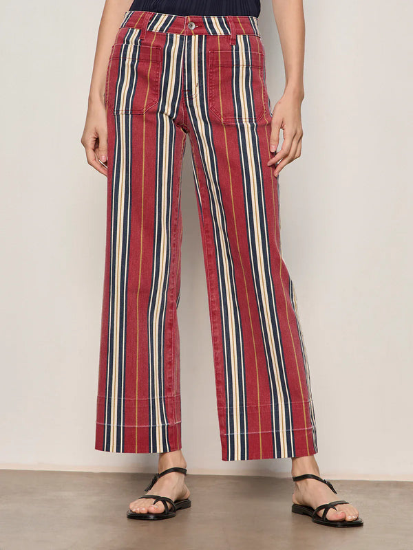 Sanctuary Denim Very Berry Stripe / 25 Mariner Wide Leg Ankle Crop Jean