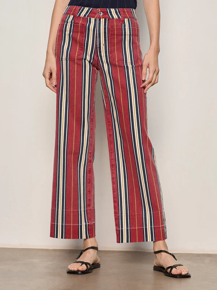 Sanctuary Denim Very Berry Stripe / 25 Mariner Wide Leg Ankle Crop Jean