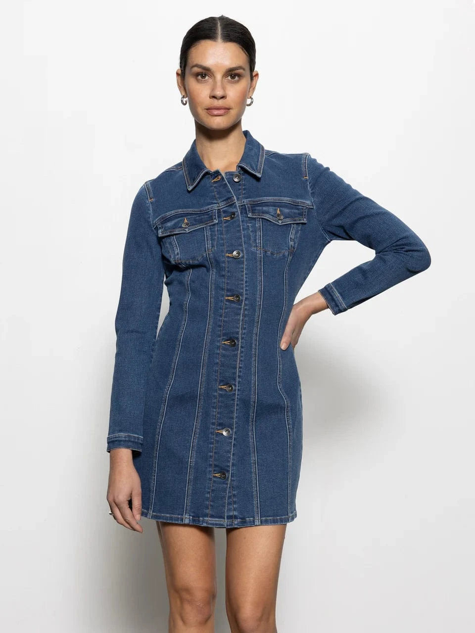 Sculpted Denim Mini Dress Royalty / S Sculpted Denim Mini Dress Royalty / S