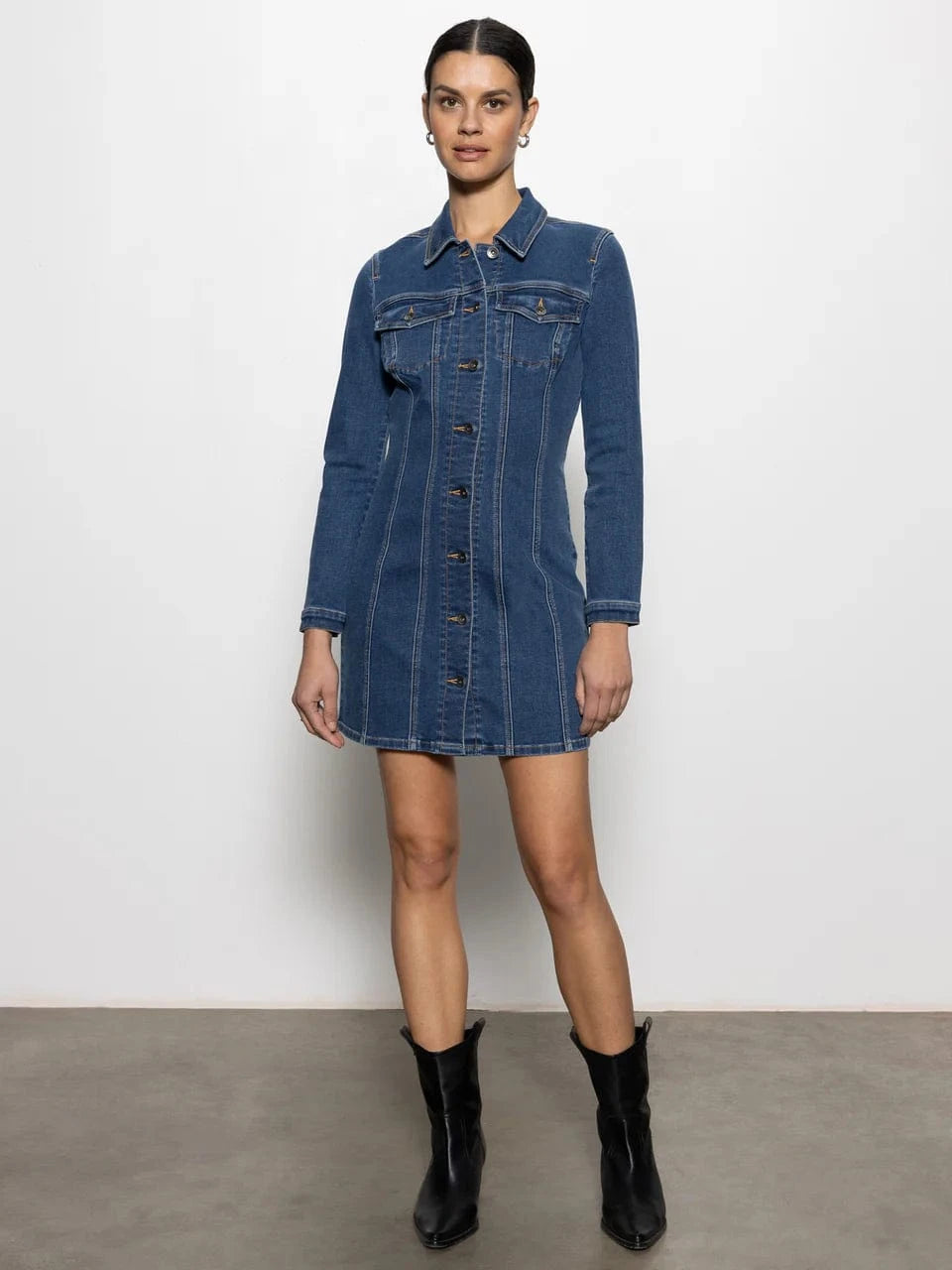 Sanctuary Dress Sculpted Denim Mini Dress
