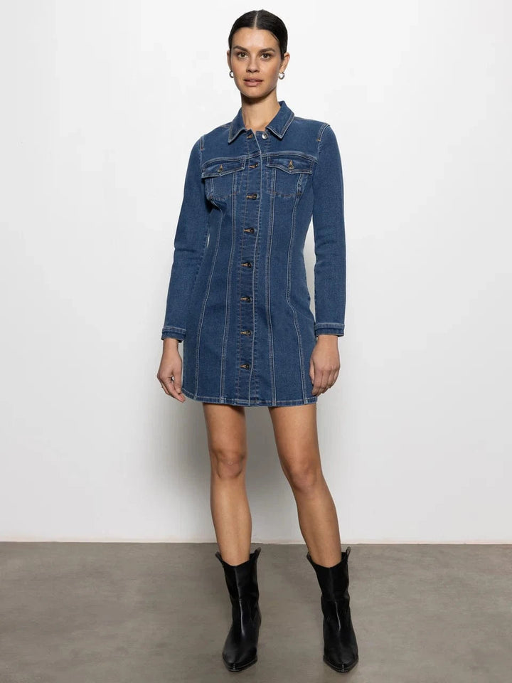 Sanctuary Dress Sculpted Denim Mini Dress