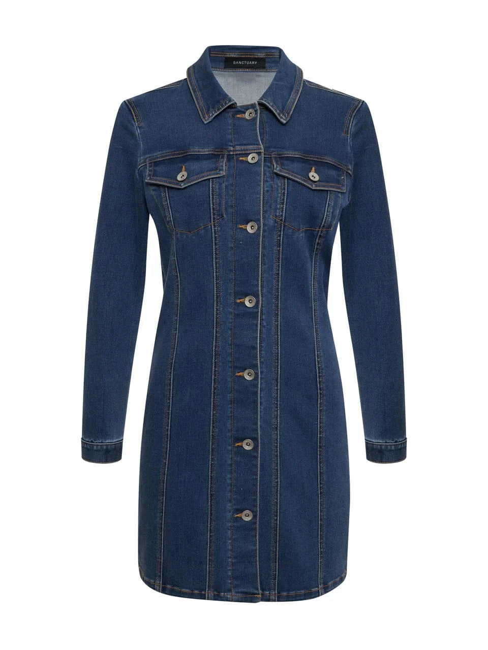 Sanctuary Dress Sculpted Denim Mini Dress