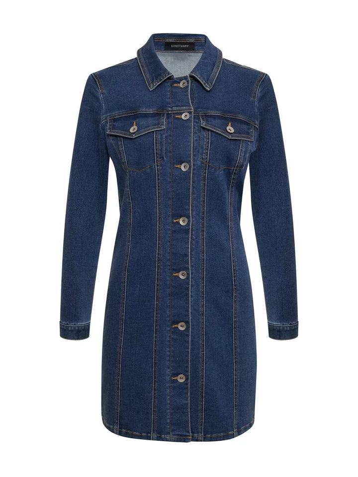 Sanctuary Dress Sculpted Denim Mini Dress