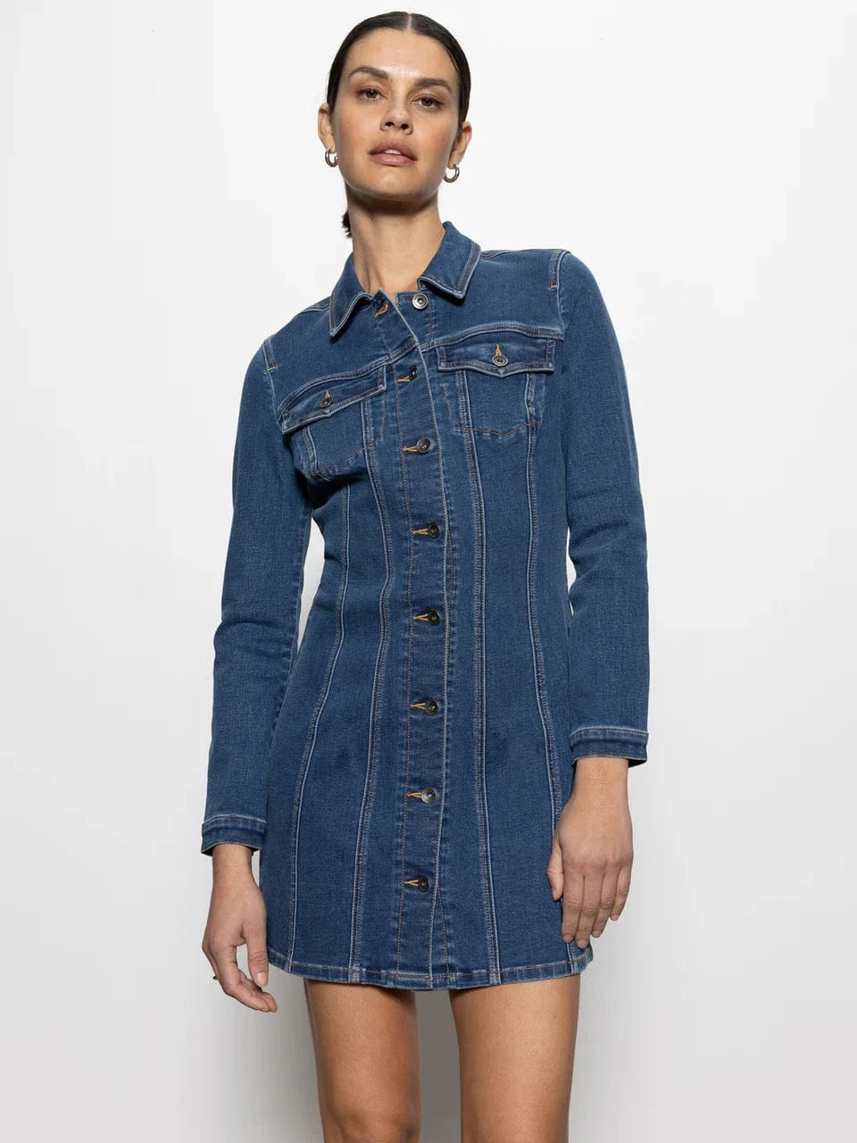 Sanctuary Dress Sculpted Denim Mini Dress