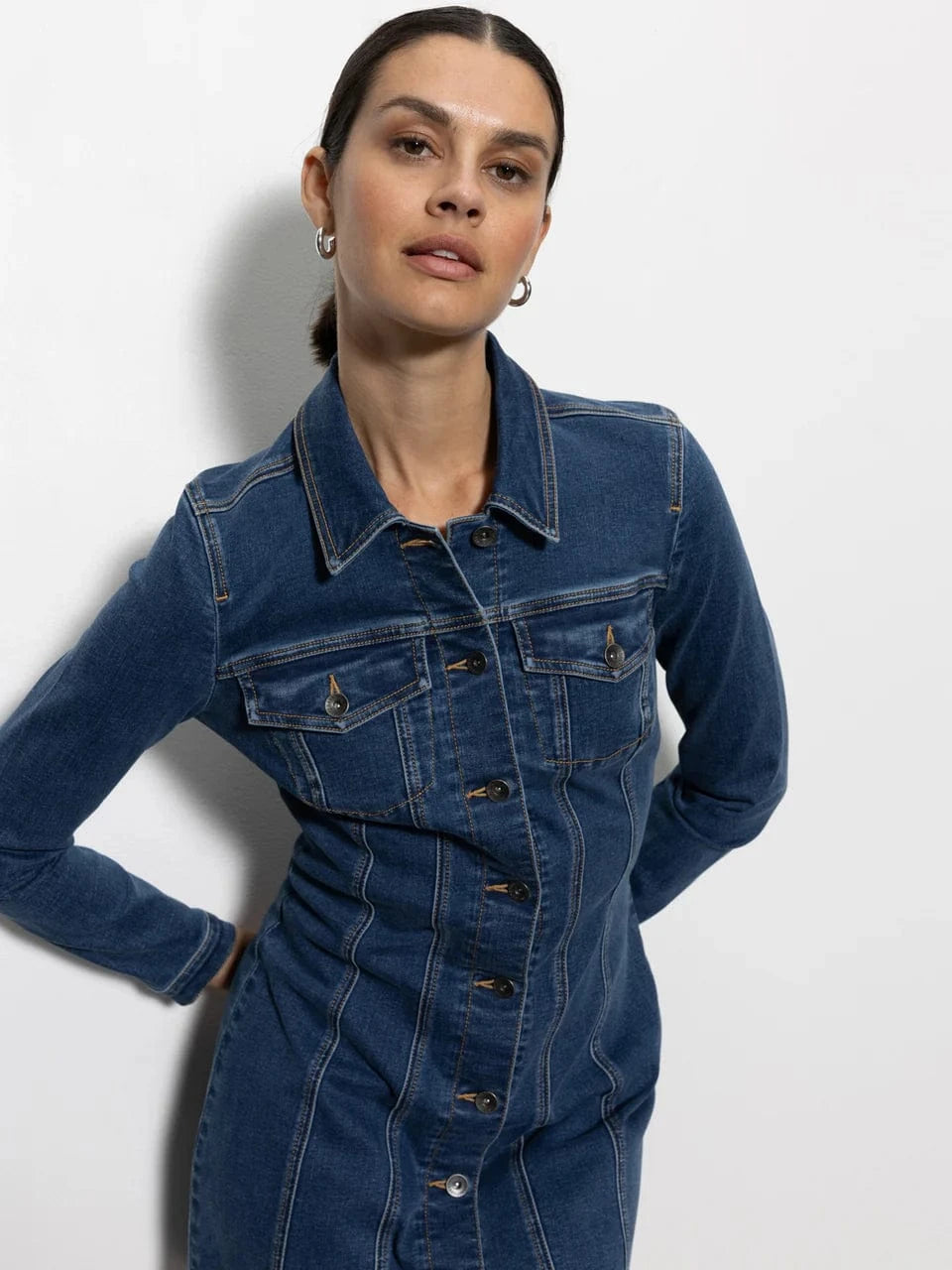 Sanctuary Dress Sculpted Denim Mini Dress