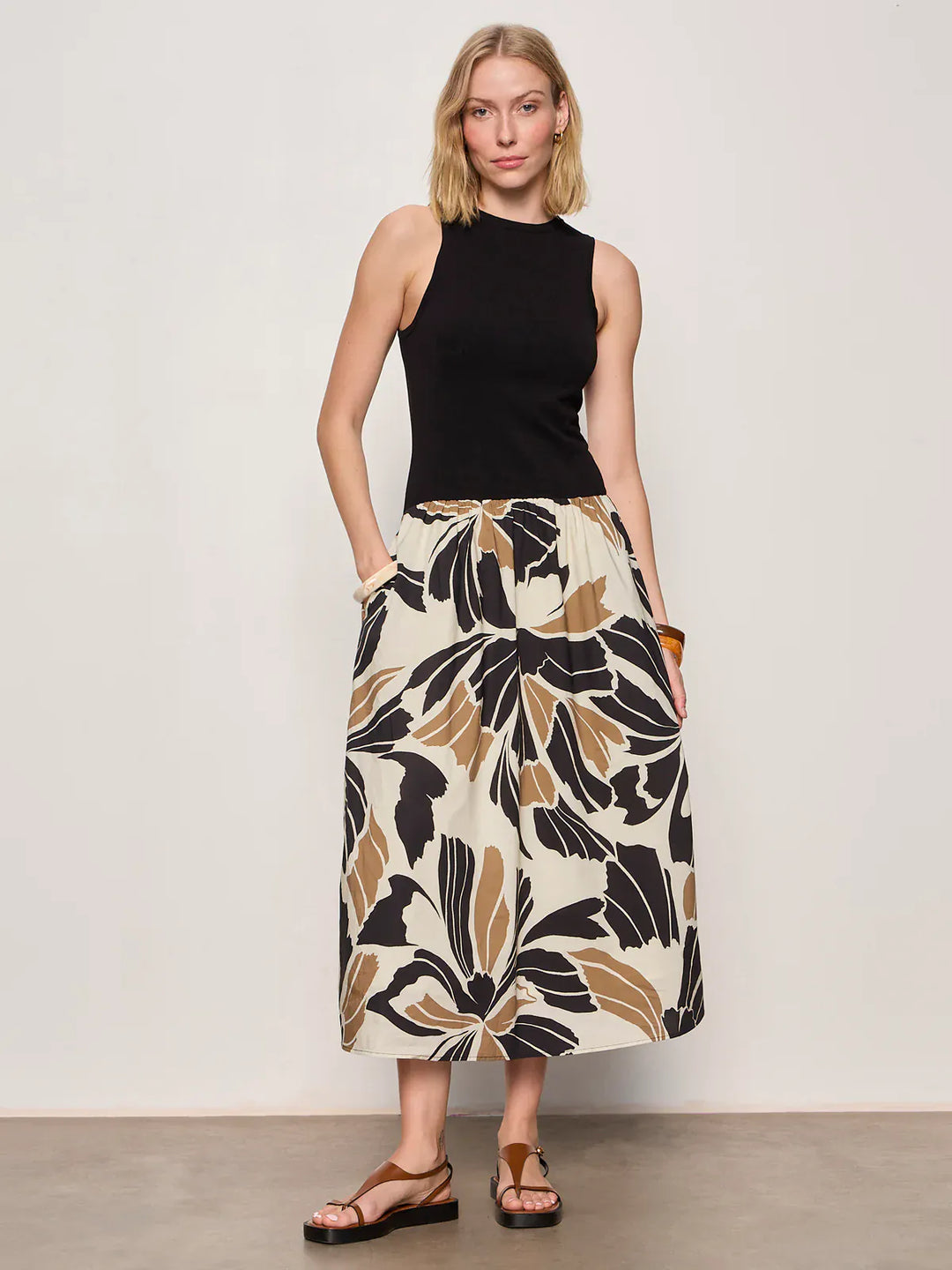 Sanctuary Midi Dress Sandbar Mix Media Midi Dress