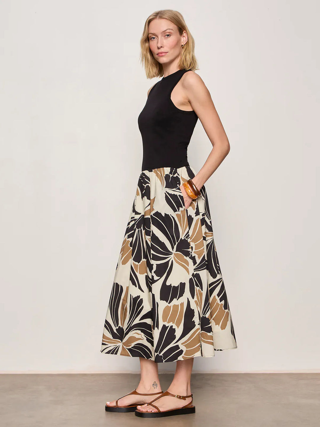 Sanctuary Midi Dress Sandbar Mix Media Midi Dress