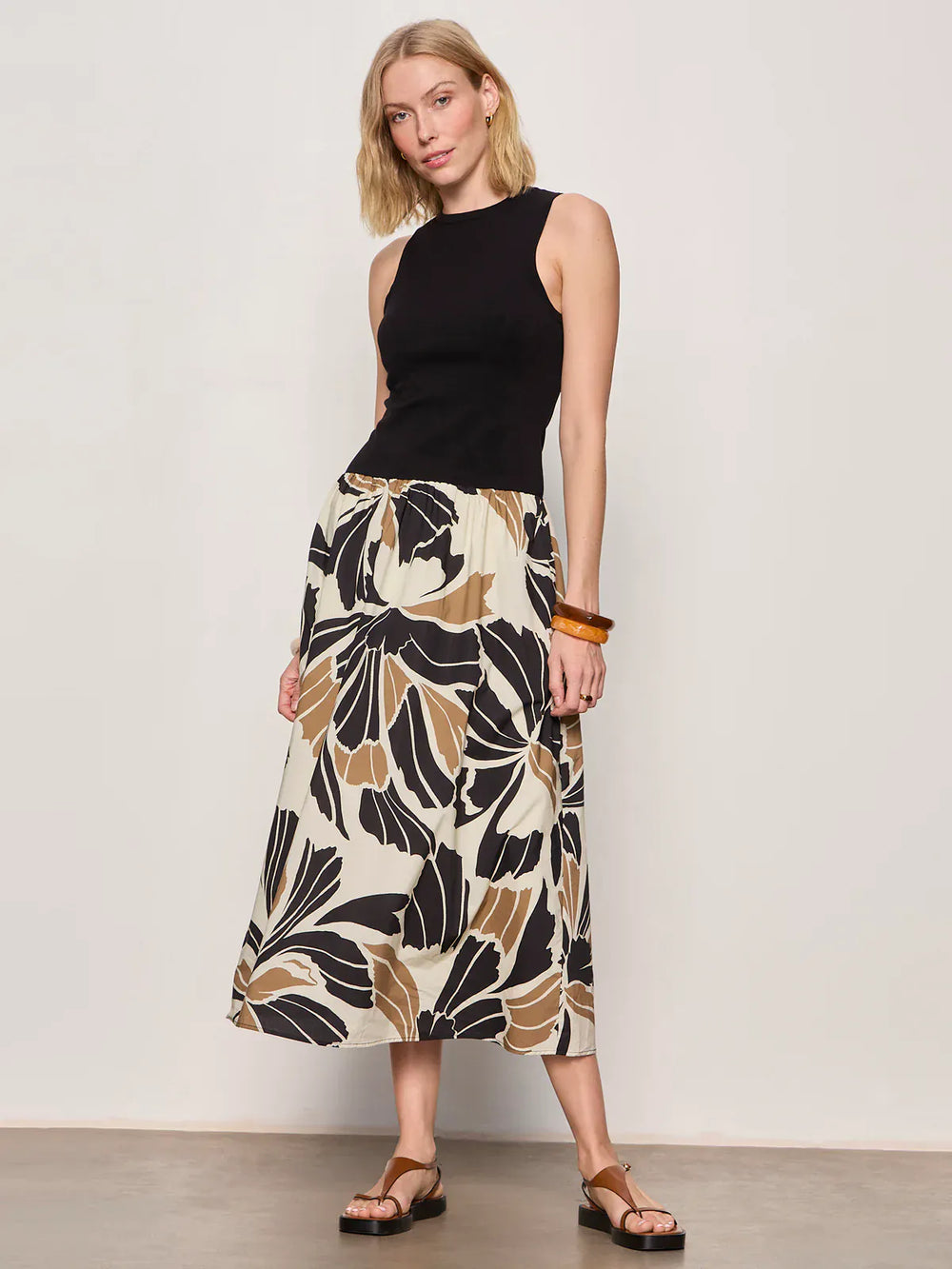 Sanctuary Midi Dress Sandbar Mix Media Midi Dress