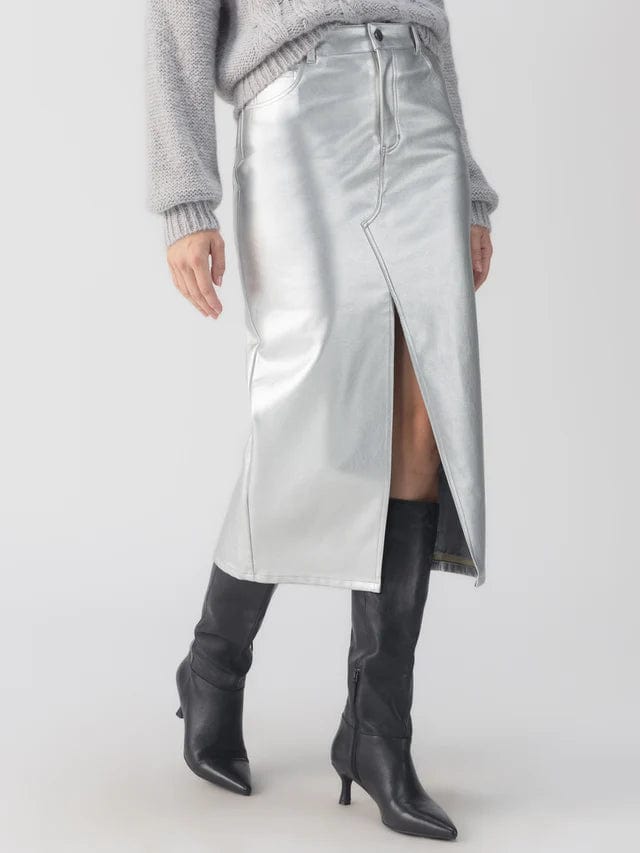 Sanctuary Skirt Silver / 25 Leather Like Midi Skirt