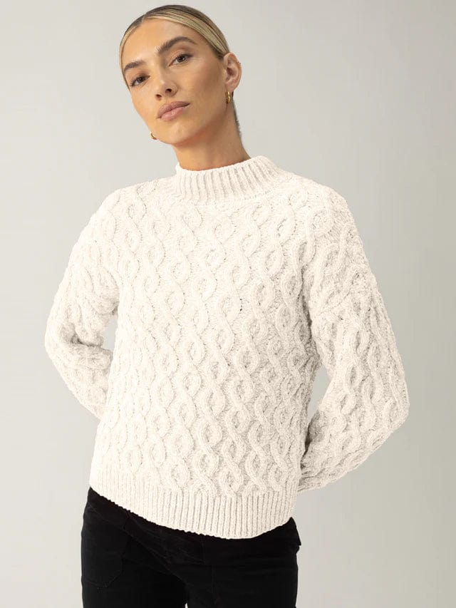 Sanctuary Sweater Light Almond / XS Cable Mock Neck Sweater