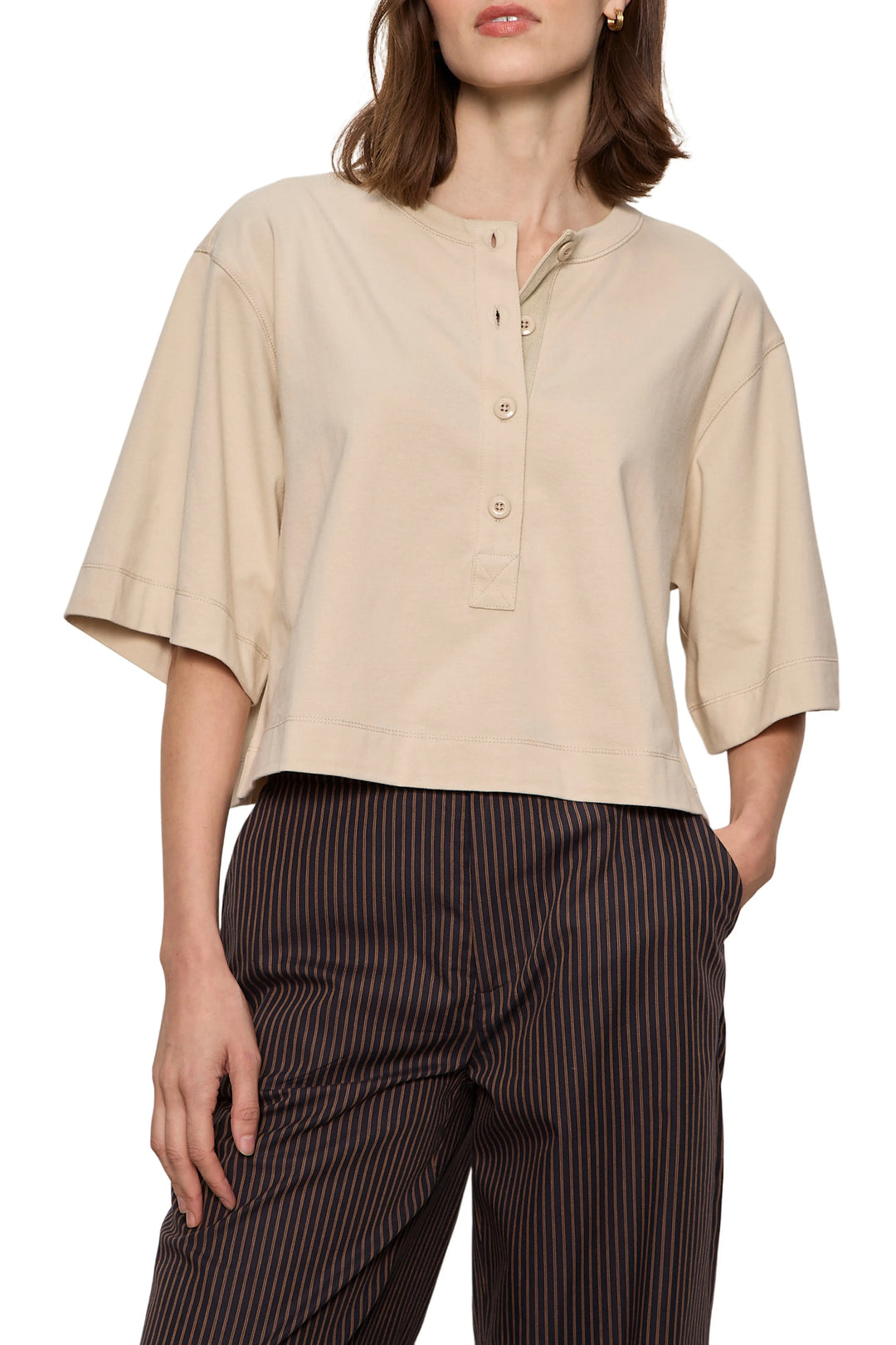 Sanctuary Tee Dark Opal White / XS Freya Placket Tee