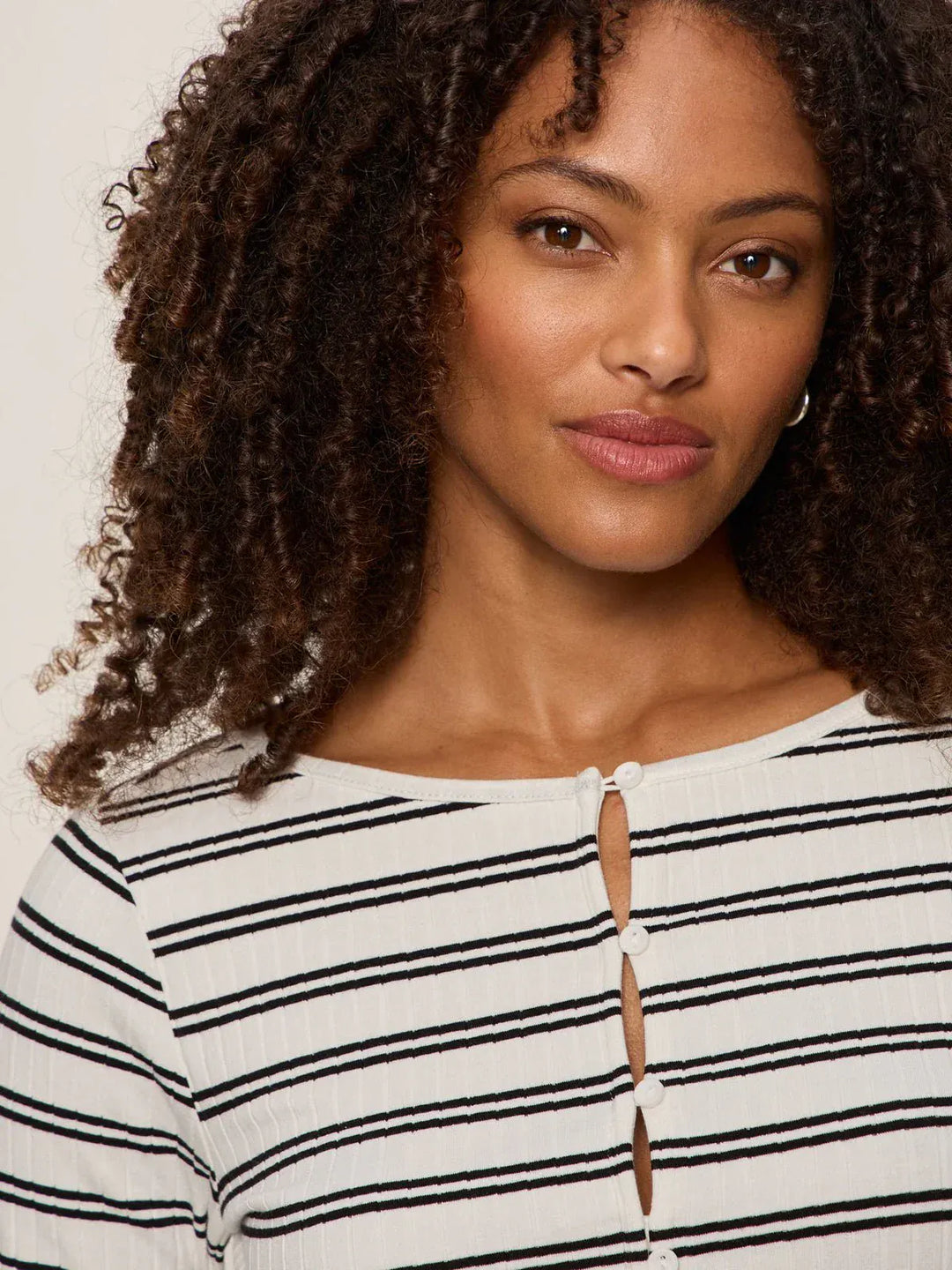 Sanctuary Top Button Front Ribbed Top