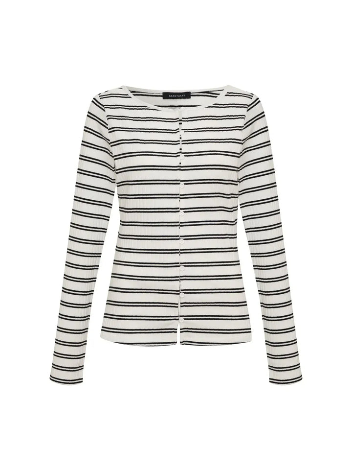 Sanctuary Top Button Front Ribbed Top