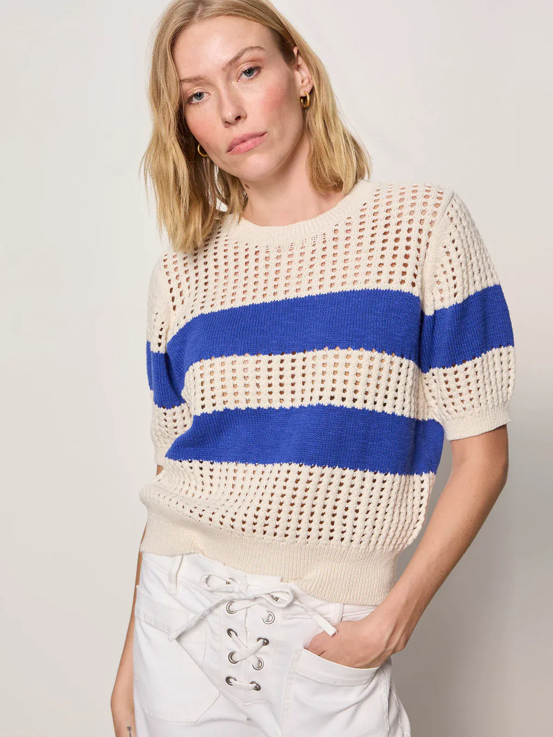 Sanctuary Top Collagen w/ Luminouse Blue / XS Beachside Openwork Tee