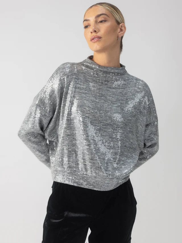 Sanctuary Top Heather Grey Sequin / XS Sequin Funnel Neck Top