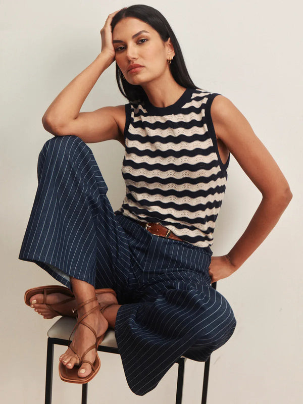 Sanctuary Top Inkstorm / Dark Opal Stripe / XS Everyday Chevron Knit Shell