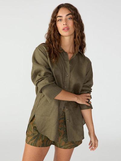 Sanctuary Top Mossy Green / S Relaxed Linen Shirt Mossy Green