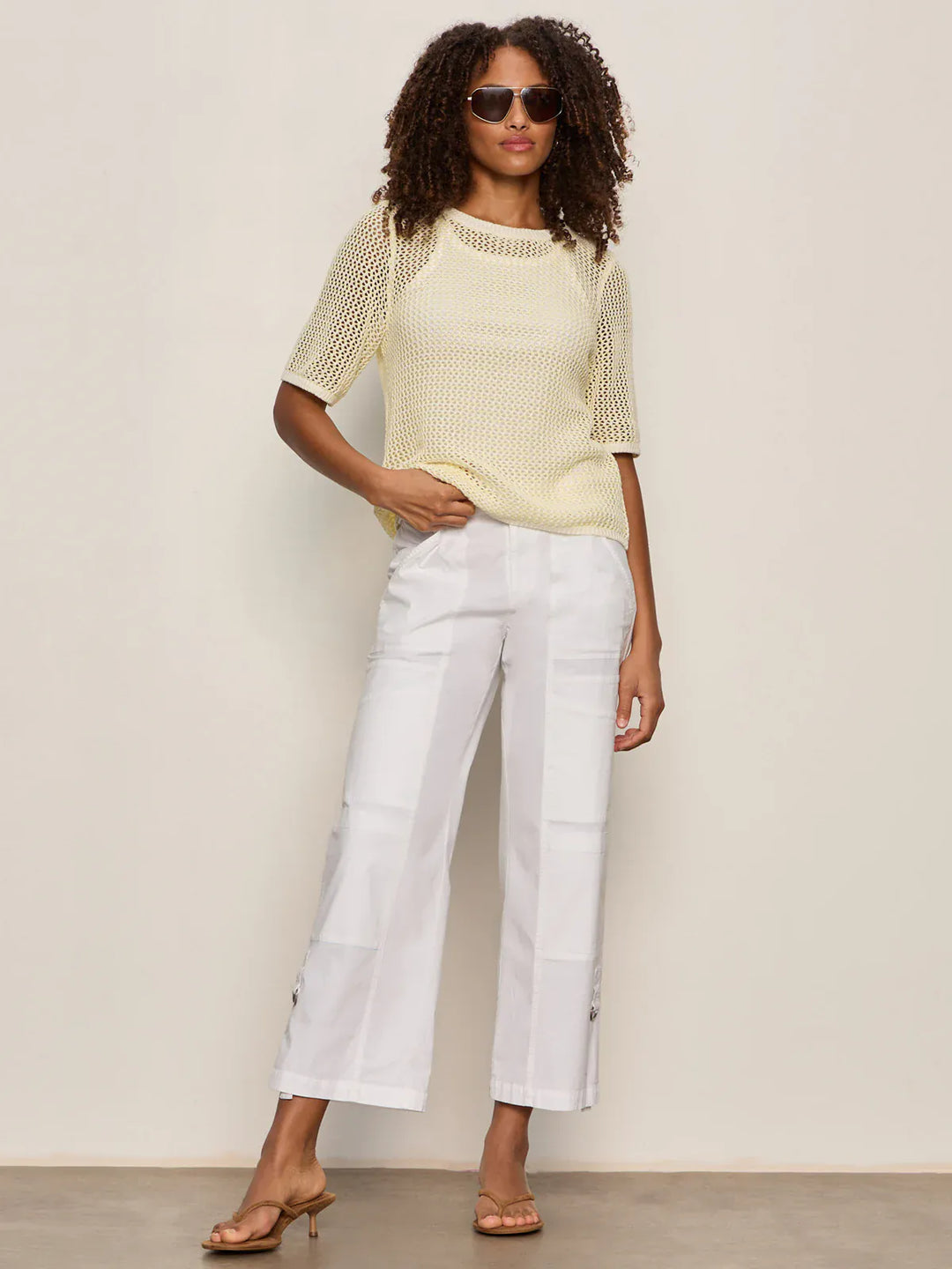 Sanctuary open knit sweater tee, lightweight top with a relaxed fit and open-knit design, perfect for casual layered outfits.