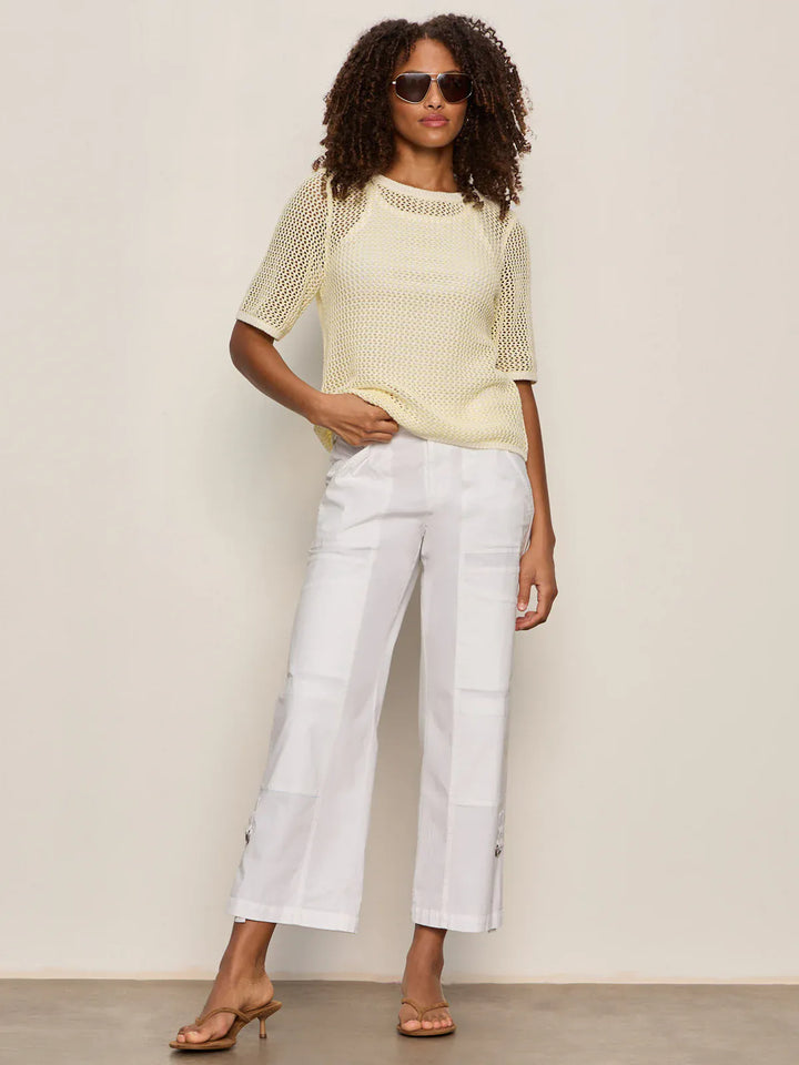 Sanctuary open knit sweater tee, lightweight top with a relaxed fit and open-knit design, perfect for casual layered outfits.