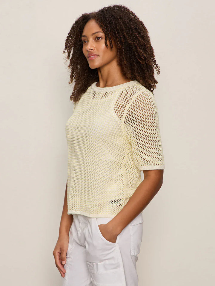 Sanctuary open knit sweater tee top featuring a lightweight, breathable knit fabric with a relaxed fit and casual style.