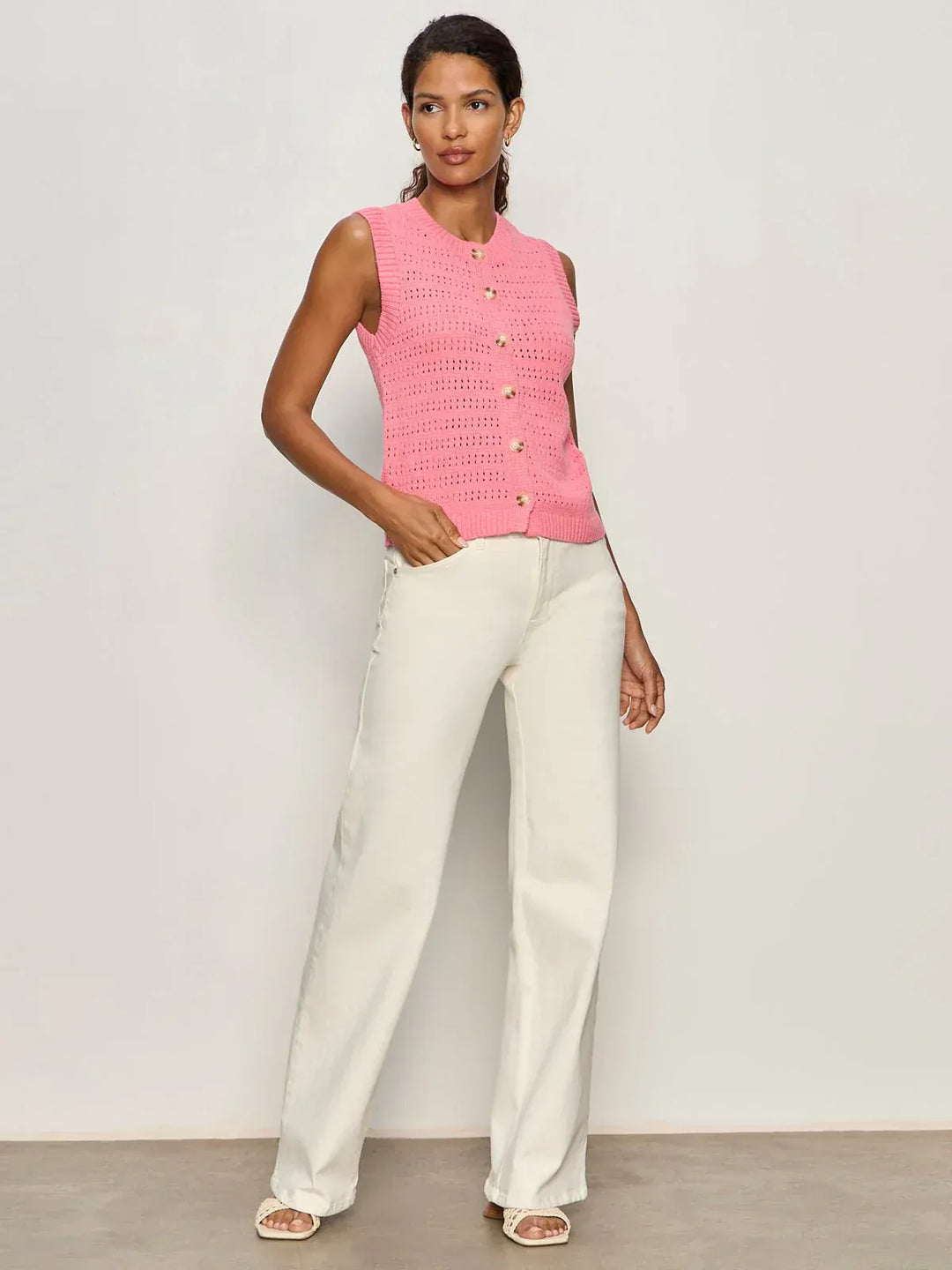 Sanctuary Top Pointelle Shell Top