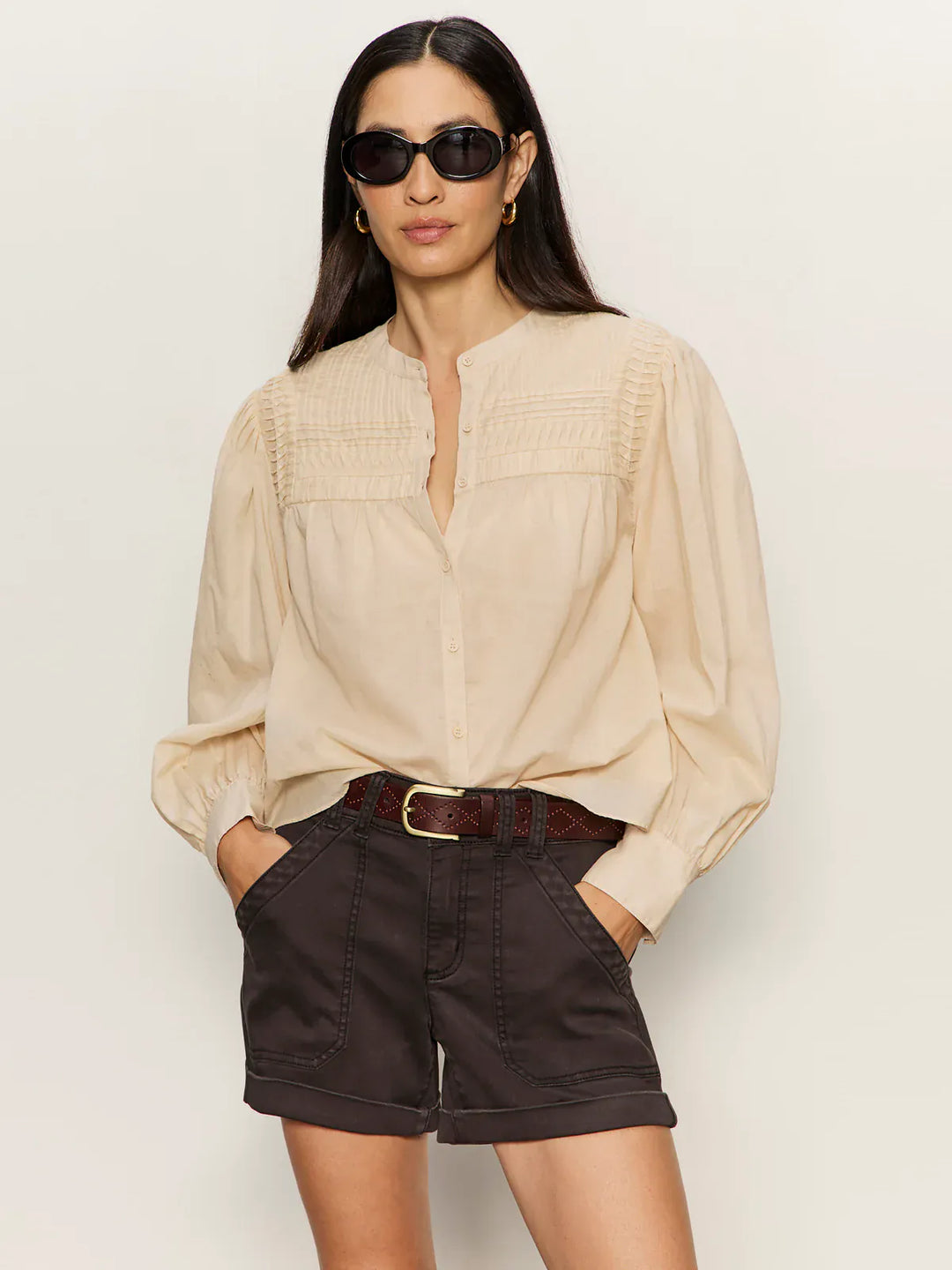 Sanctuary Top Rich Collagen / XS Giving The Most Pintuck Shirt