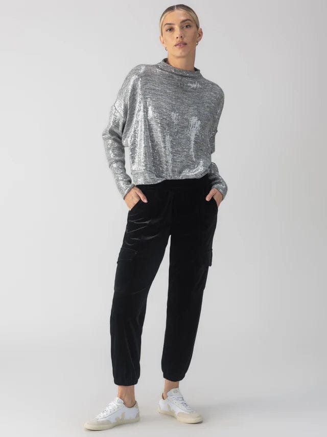 Sanctuary Top Sequin Funnel Neck Top