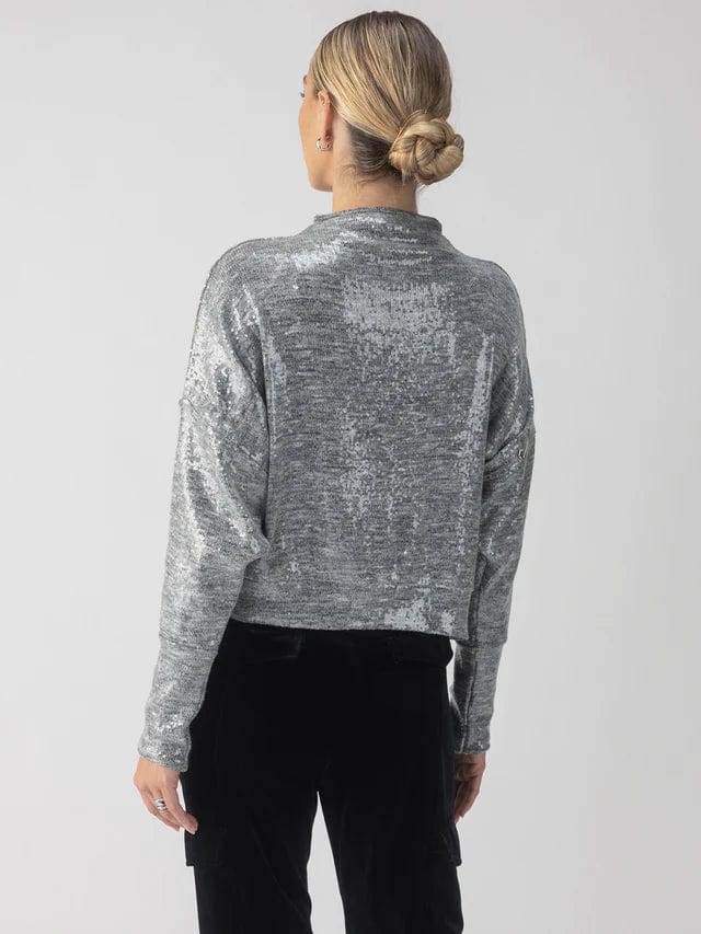 Sanctuary Top Sequin Funnel Neck Top