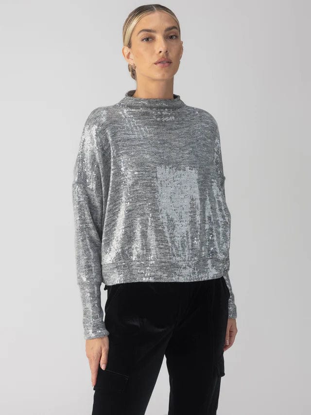 Sanctuary Top Sequin Funnel Neck Top