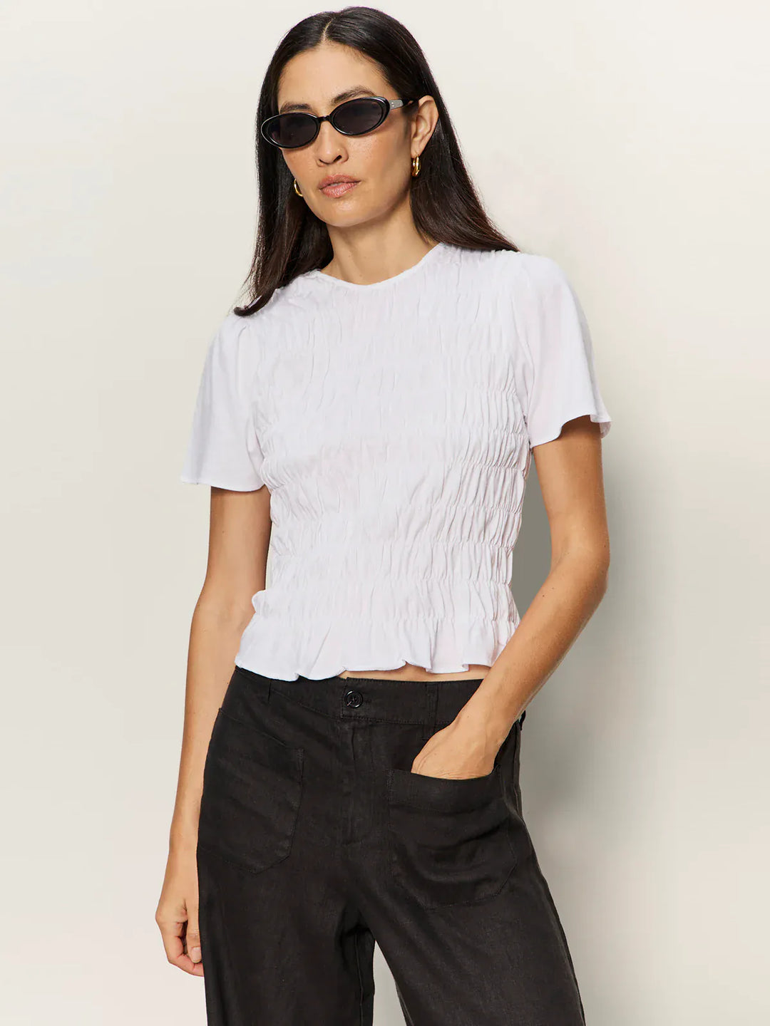 Sanctuary Top White / XS Better Together Smocked Top