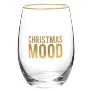Santa Barbara Drinkware Christmas Mood Gold Rim Stemless Wine Glass