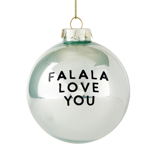 Santa Barbara Gift Glass Ornament Set - Falala Love You - Set of 2