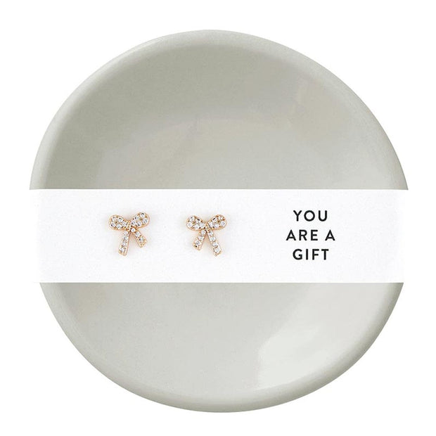 Santa Barbara Gift You are a Gift Ceramic Ring Dish & Earrings