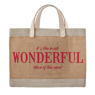 Santa Barbara Tote Face to Face Jute Tote - It's The Most Wonderful Time Of The Year