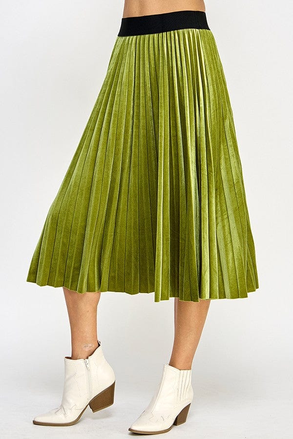 See and be Seen Skirt Moss / S Keira Velvet Pleat Skirt