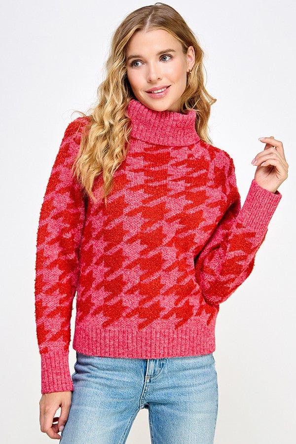 See and be Seen Sweater Red / S Reyna Houndtooth Sweater