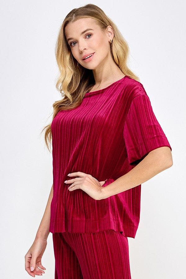 See and be Seen Top Emerie Pleated Velvet Top