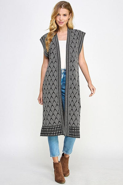 See and be Seen Vest Gemma Jacquard Sweater Long Vest