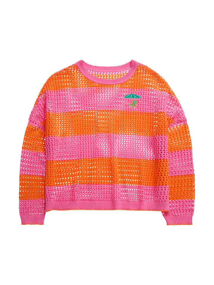 Shiraleah Cover Up Umbrella Striped Mesh Sweater