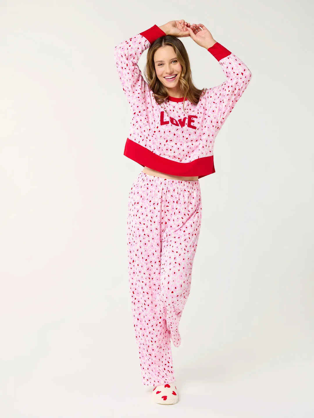 Shiraleah PJ Set Floral "Love" Ultra-Soft Jersey Knit PJ Set