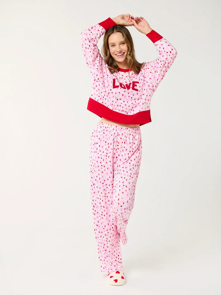 Shiraleah PJ Set Floral "Love" Ultra-Soft Jersey Knit PJ Set