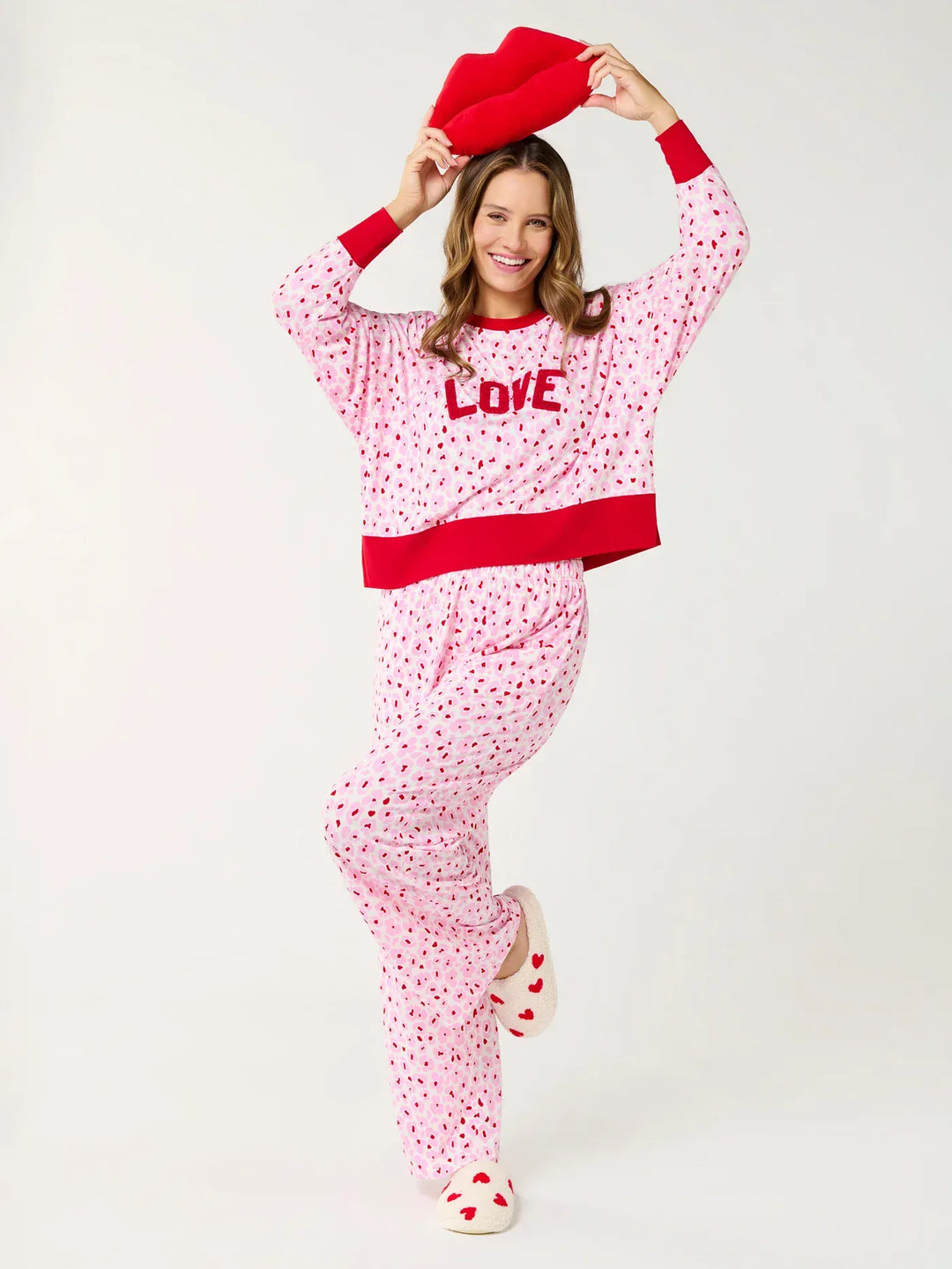 Shiraleah PJ Set Floral "Love" Ultra-Soft Jersey Knit PJ Set