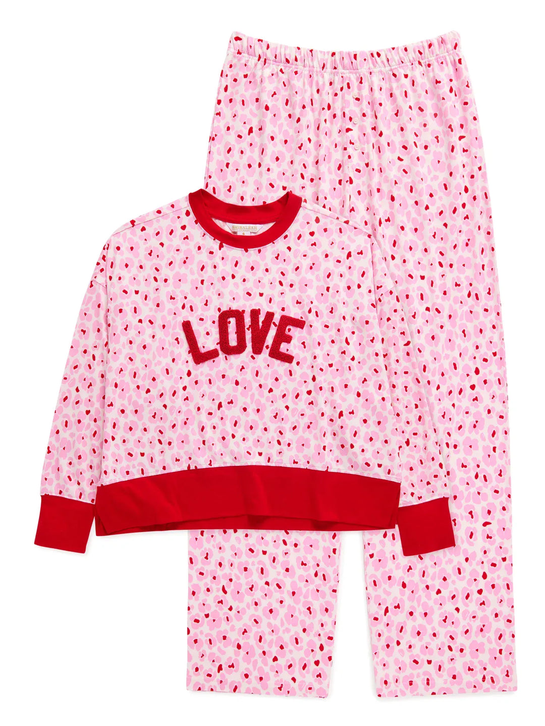 Shiraleah PJ Set Floral "Love" Ultra-Soft Jersey Knit PJ Set
