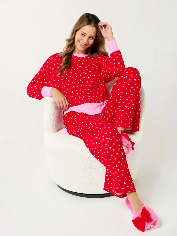 Shiraleah PJ Set Mini Hearts Ultra-Soft Jersey Knit PJ Set