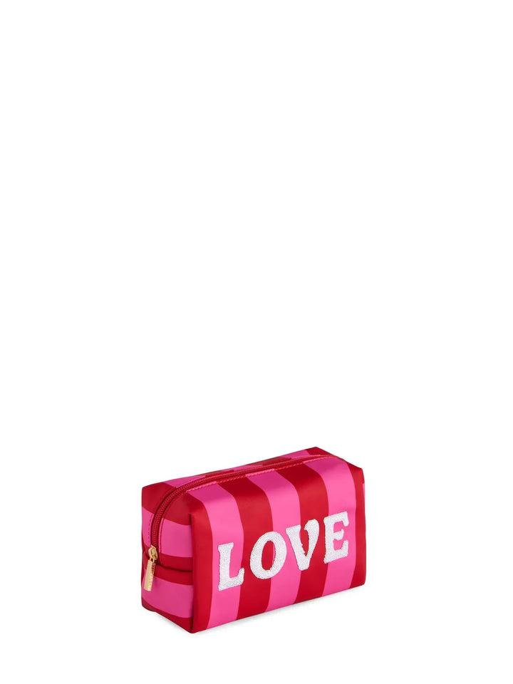 Shiraleah Pouch Red Cara Striped "Love" Zip Pouch