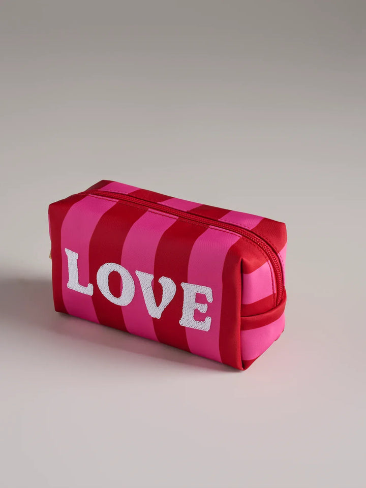 Shiraleah Pouch Red Cara Striped "Love" Zip Pouch