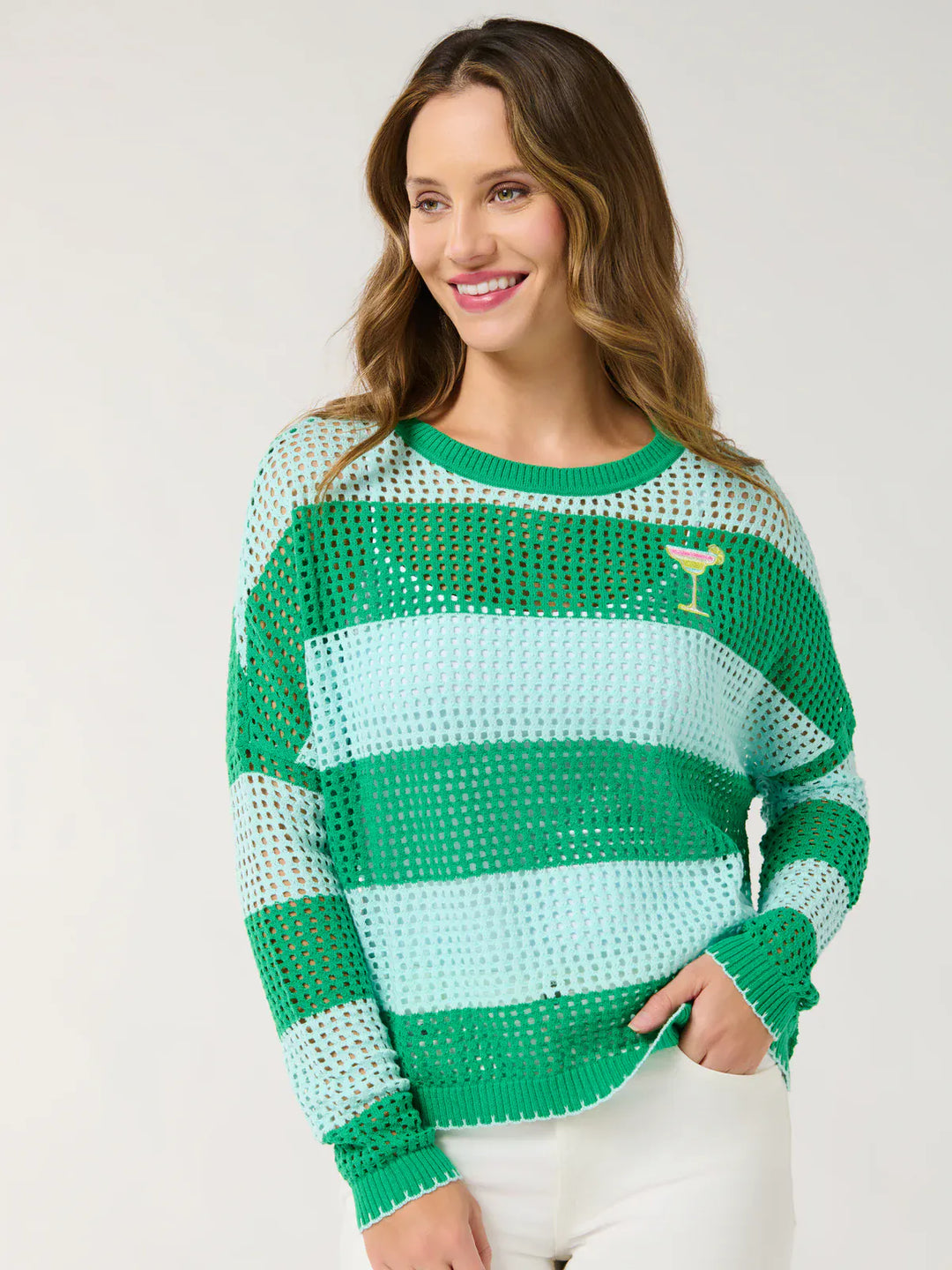 Shiraleah Sweater Margarita Striped Mesh Sweater