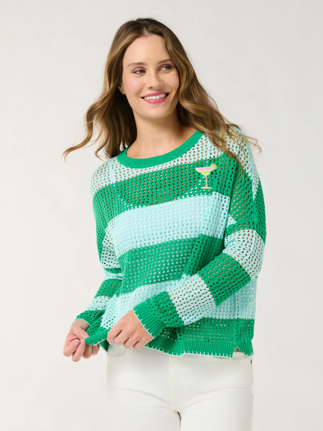 Shiraleah Sweater Margarita Striped Mesh Sweater