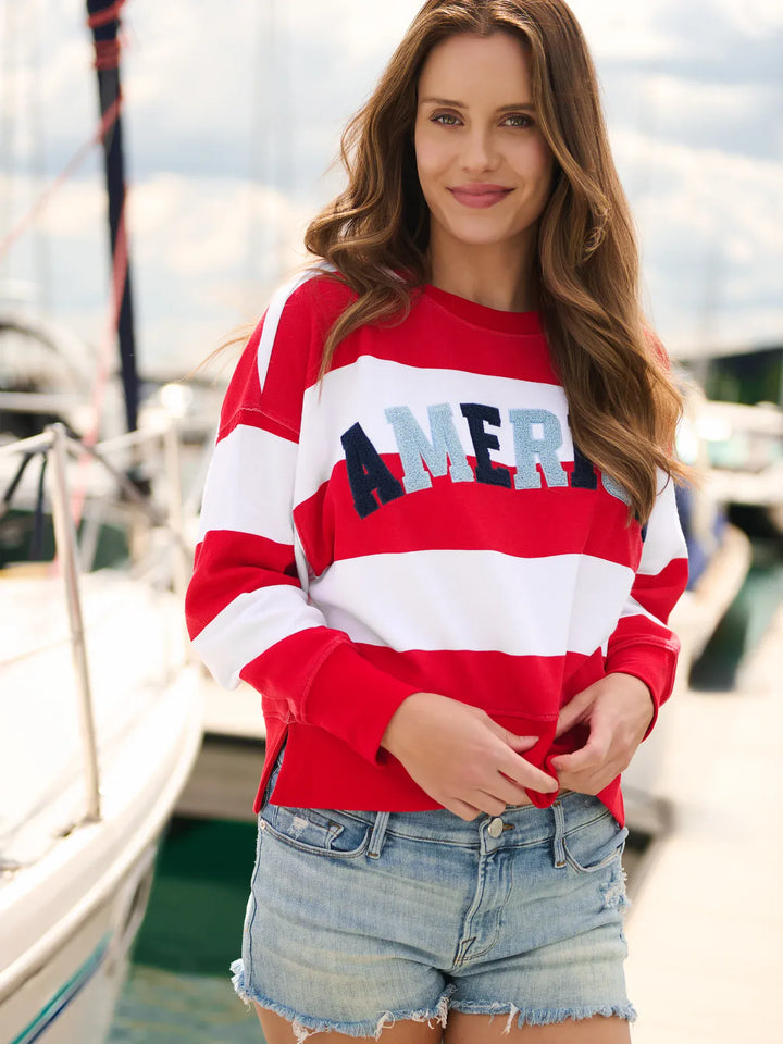 Shiraleah Sweatshirt America Rugby Stripe Sweatshirt